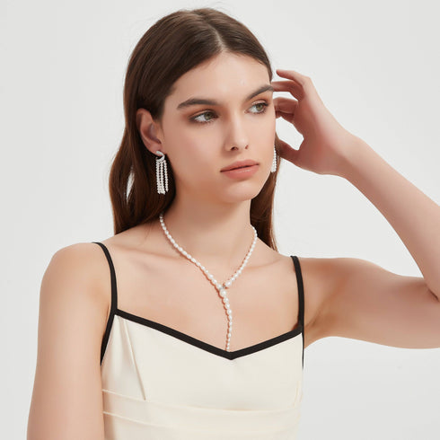 3-7mm Freshwater Snake Style Rice Pearl Necklace - House Of Pearls